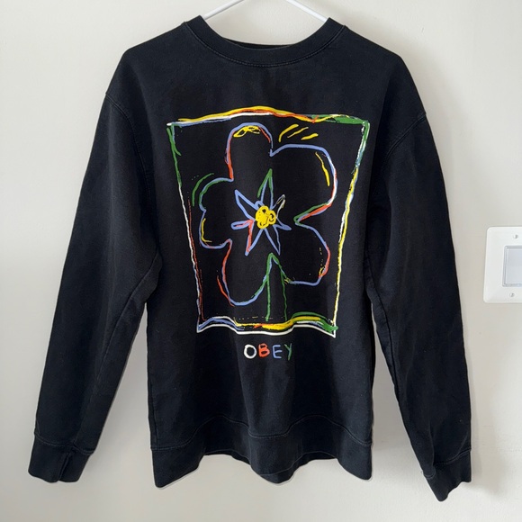 OBEY Crayon Crewneck Black Sweatshirt. Size Large - Picture 2 of 5